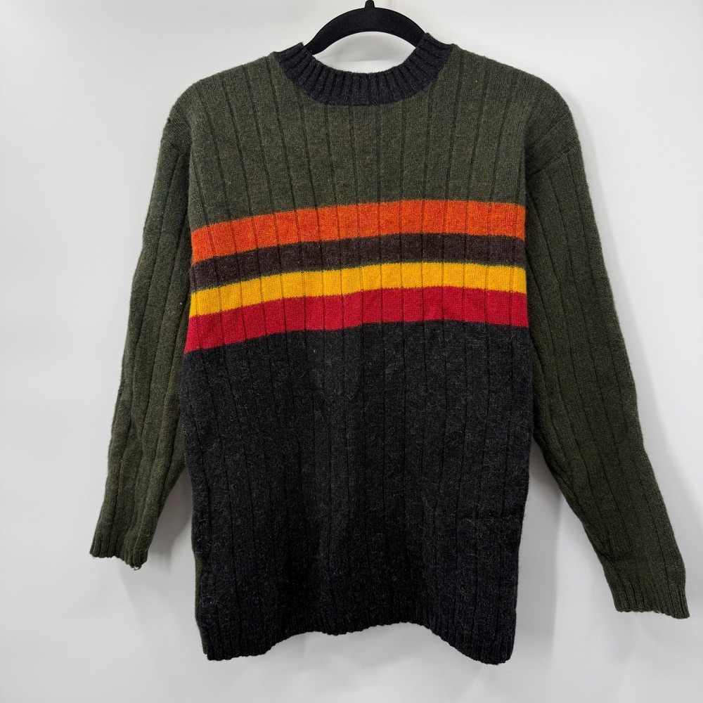 Paris Sport Club Mens Size Large Sweater Wool Long Sleeve Vintage Striped